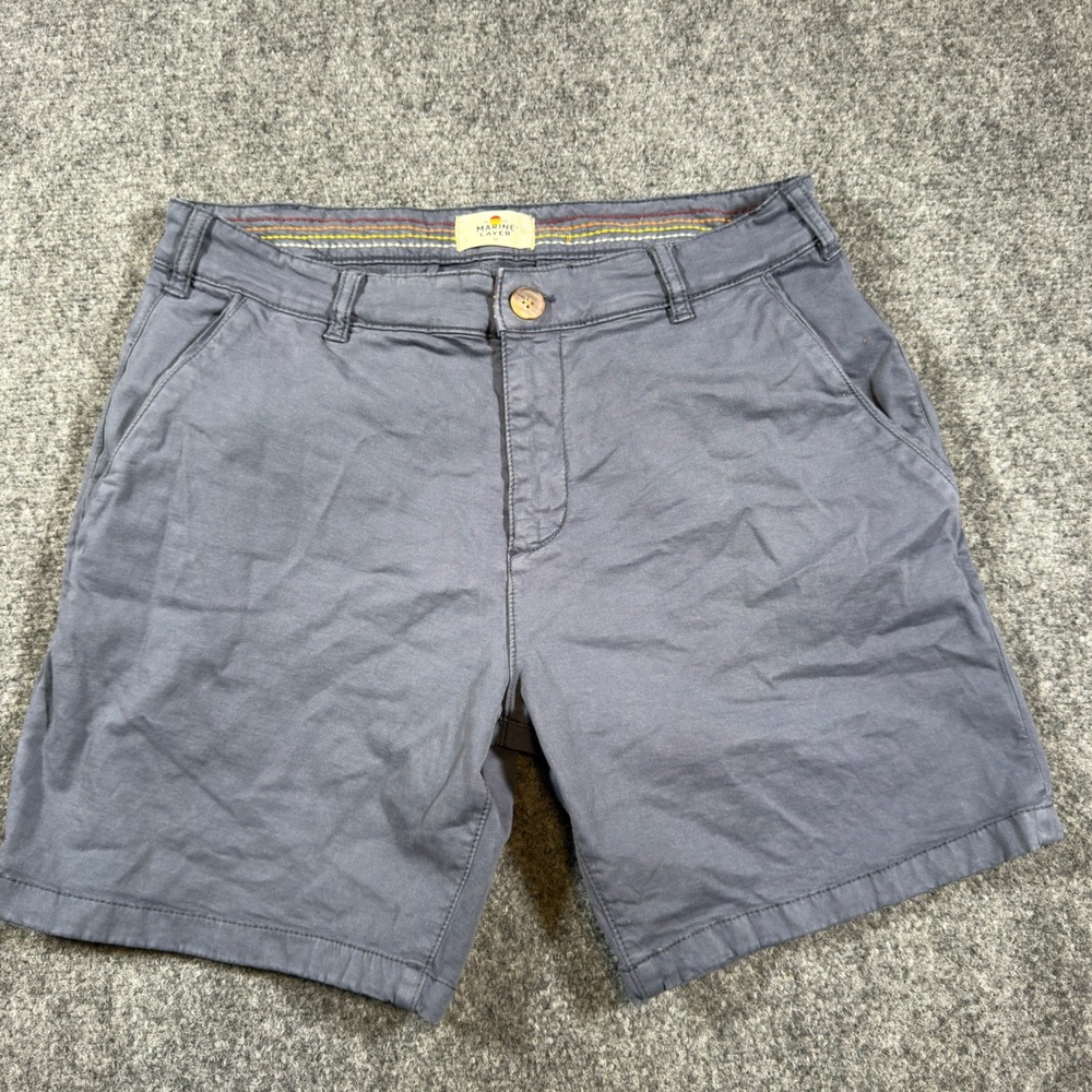 Marine Layer Organic Cotton Chino Shorts Size 32 Blue 10219